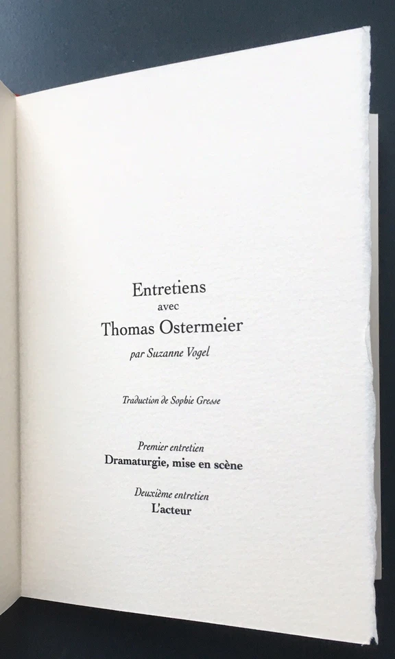 Entretiens avec Thomas Ostermeier