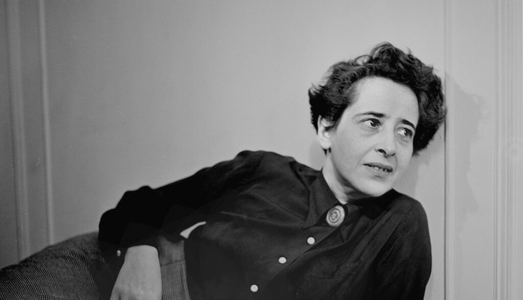 Portrait of German-born American political theorist and author Hannah Arendt (1906 - 1975), 1949. (Photo by Fred Stein Archive/Archive Photos/Getty Images)